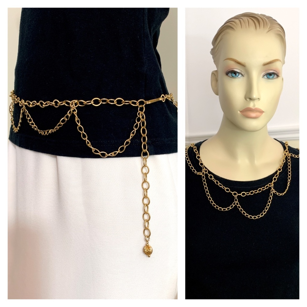 Vintage gold tone chain belt